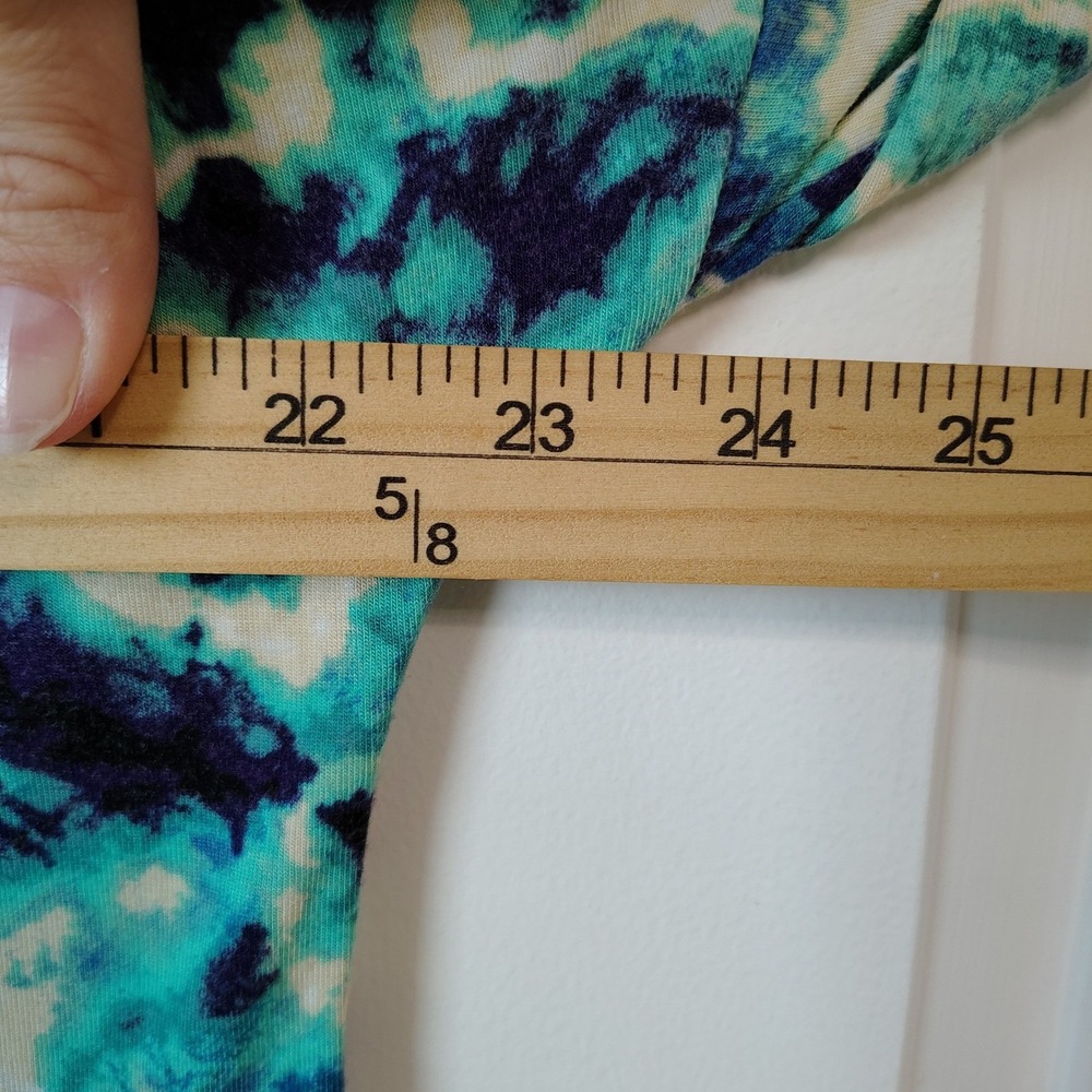 VOLL Women's Tunic Top Medium Blue Green Tie Dye Print Crochet Artsy Comfy - Picture 7 of 8